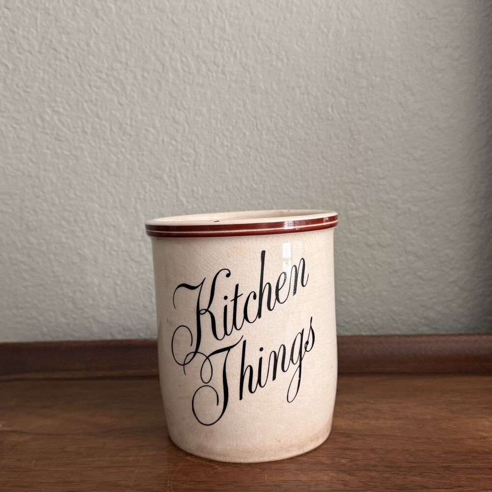 Vintage Retro Kitchen Things Crock Utensil Holder Made in England